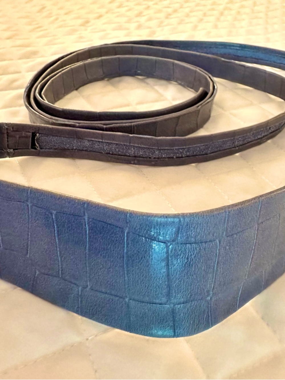 Croc-Embossed Leather Wrap Belt